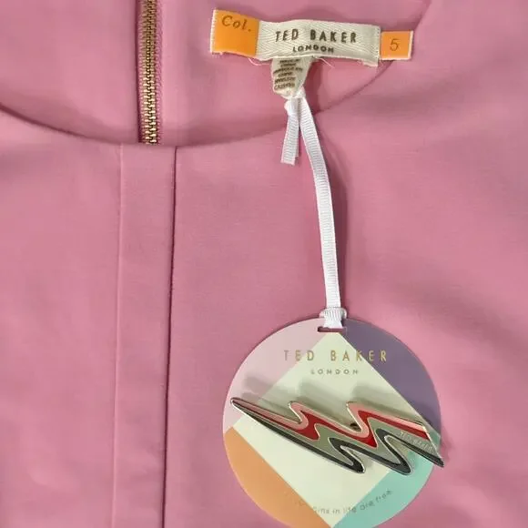 Ted Baker Pink Patron Front Tie Mini Sleeveless Dress size 5 / XL / 12 NEW Tags - Picture 3 of 16